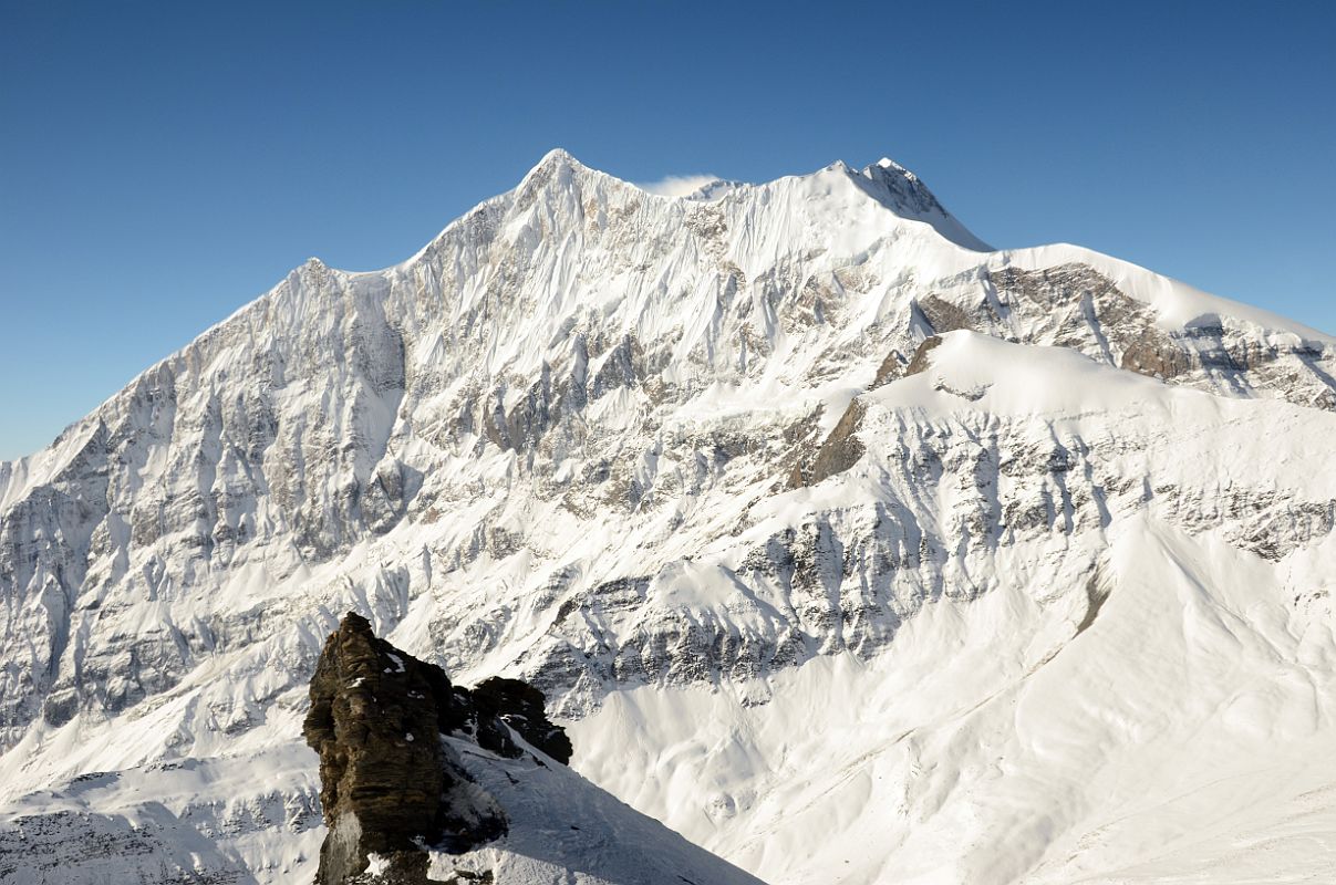 05 Tukuche Peak With Dhaulagiri Poking Its Head Above The Ridge From The Top Of The Ridge Above Kalopani At 5646m Climbing Dhampus Peak 